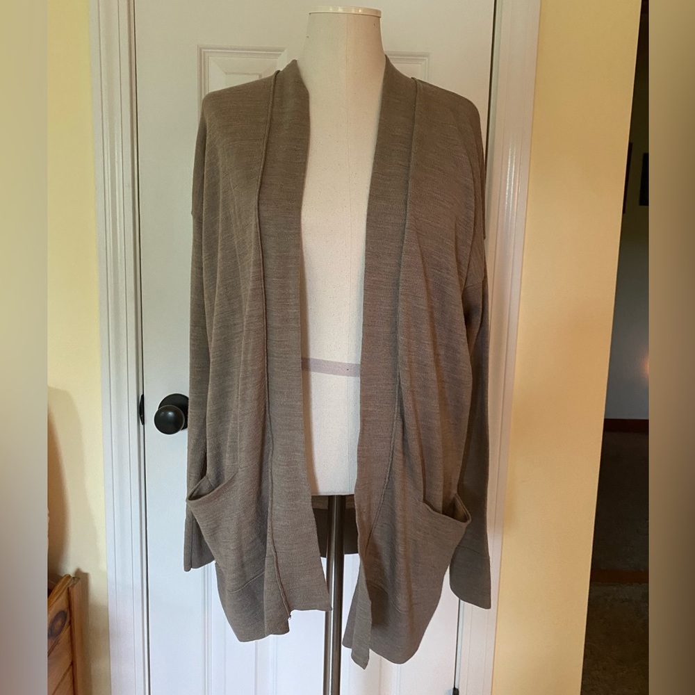 LOFT Tan Open-Front Cardigan